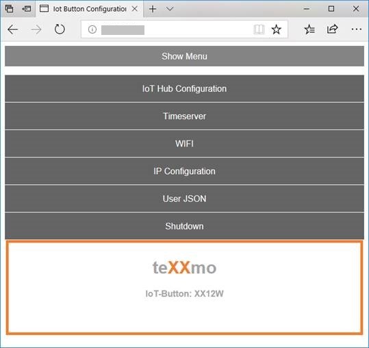 Panel konfiguracyjny teXXmo (Azure) IoT Button